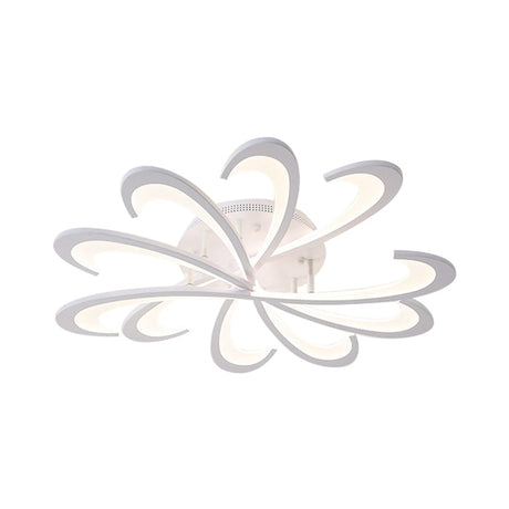 Modern Metallic Floral Flush Mount Led Ceiling Light In Black/White With Warm/White Glow 31.5/39