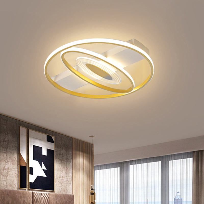 Geometric Flush Mount Led Ceiling Light In Minimal Metal Gold - 16.5’/20.5’ W / 16.5’