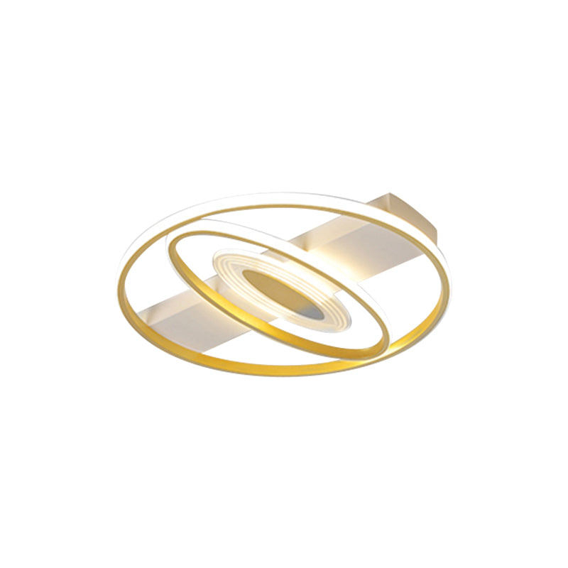 Geometric Flush Mount Led Ceiling Light In Minimal Metal Gold - 16.5’/20.5’ W