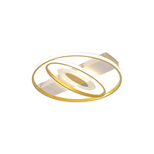 Geometric Flush Mount Led Ceiling Light In Minimal Metal Gold - 16.5’/20.5’ W