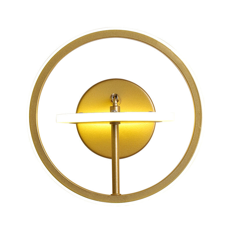 Modernist Led Wall Light Fixture With Adjustable Arm In Gold - Metal Circle Lighting Warm/White