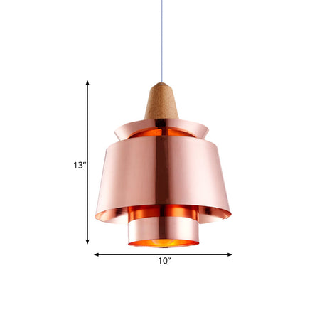Modern 1-Head Dining Room Suspension Light With Tapered Metal Shade - Stylish Black/White Pendant
