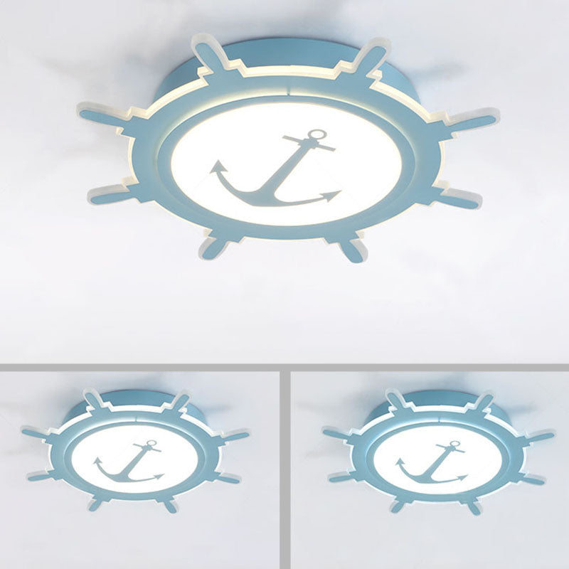 Nautical Style Acrylic Flushmount Ceiling Light With Rudder And Anchor Design - Perfect For Teens