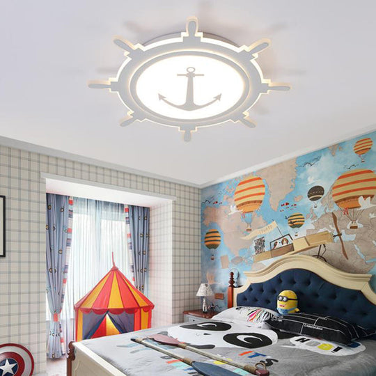 Nautical Style Acrylic Flushmount Ceiling Light With Rudder And Anchor Design - Perfect For Teens
