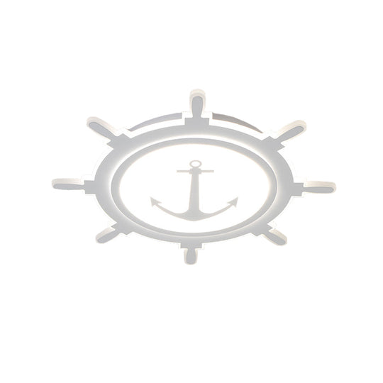 Nautical Style Acrylic Flushmount Ceiling Light With Rudder And Anchor Design - Perfect For Teens