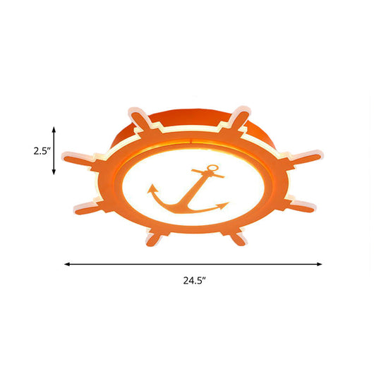 Nautical Style Acrylic Flushmount Ceiling Light With Rudder And Anchor Design - Perfect For Teens