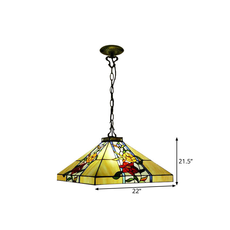 Bronze Chandelier With Hand-Cut Glass And 3 Tapered Lights - Perfect For Mediterranean Dining Rooms