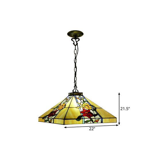 Bronze Chandelier With Hand-Cut Glass And 3 Tapered Lights - Perfect For Mediterranean Dining Rooms