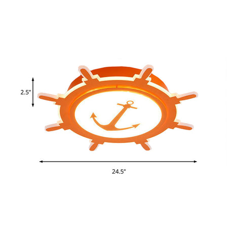 Nautical Style Acrylic Flushmount Ceiling Light With Rudder And Anchor Design - Perfect For Teens