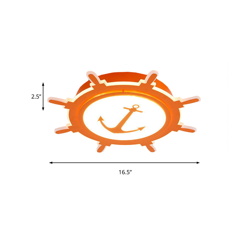 Nautical Style Acrylic Flushmount Ceiling Light With Rudder And Anchor Design - Perfect For Teens