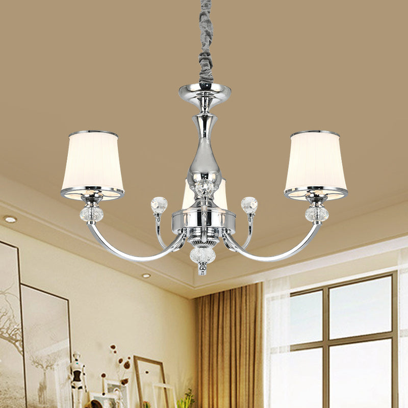 Modern Opal Glass Ceiling Hang Fixture With Chrome/Gold Pendant Chandelier - 3/6 Lights Curved Arm