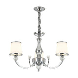 Modernist Opal Glass Cone Ceiling Pendant Chandelier - Chrome/Gold Curved Arm 3/6 Lights