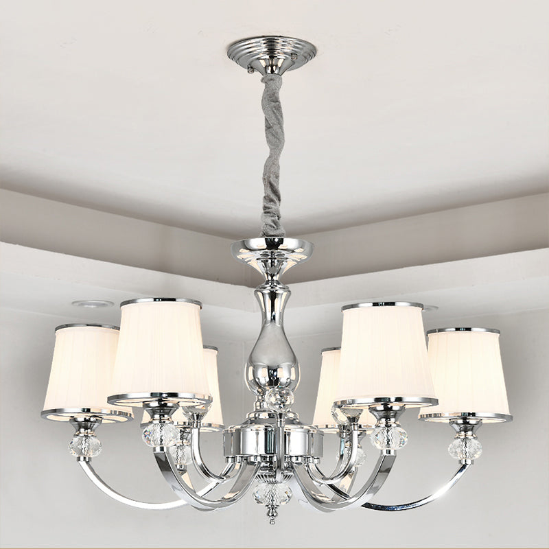 Modern Opal Glass Ceiling Hang Fixture With Chrome/Gold Pendant Chandelier - 3/6 Lights Curved Arm