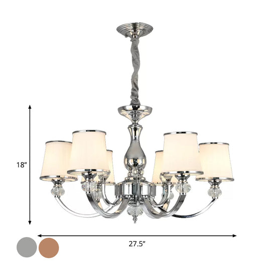 Modern Opal Glass Ceiling Hang Fixture With Chrome/Gold Pendant Chandelier - 3/6 Lights Curved Arm