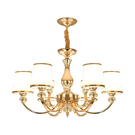 Modern Opal Glass Ceiling Hang Fixture With Chrome/Gold Pendant Chandelier - 3/6 Lights Curved Arm