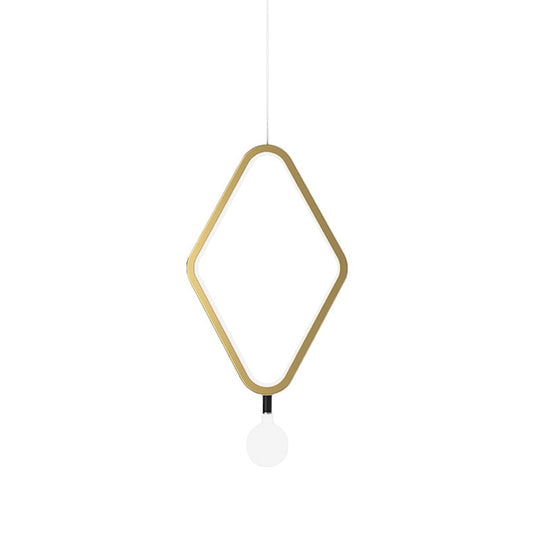 Gold Rhombus Pendant Light - Simplicity & Style In Warm/White With Exposed Bulb Design