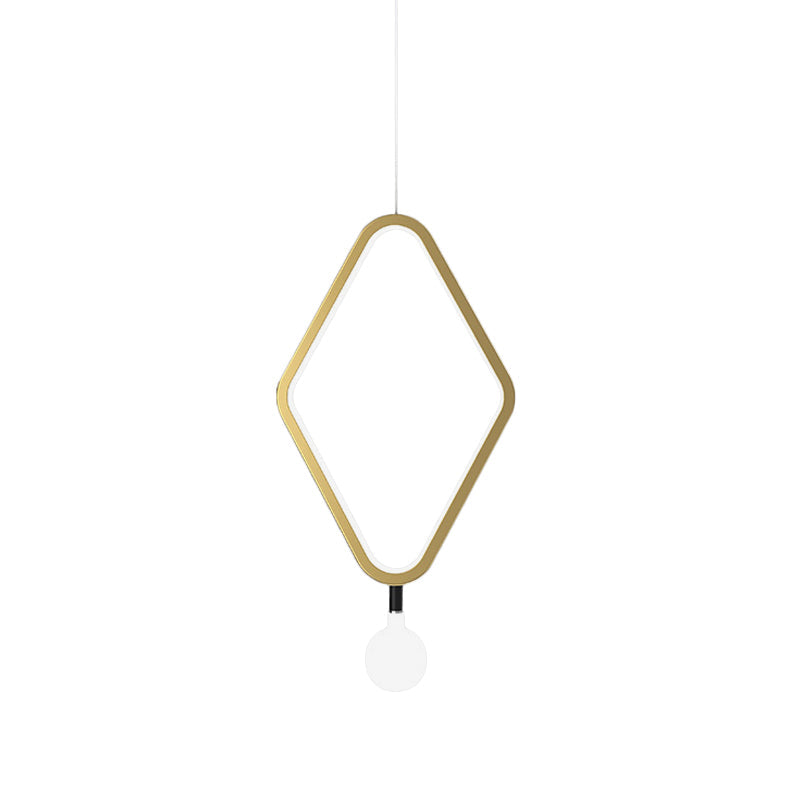 Sleek Gold Rhombus Pendant Light With Warm/White And Exposed Bulb Design