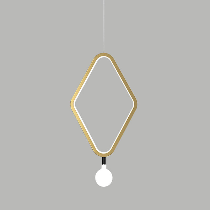Gold Rhombus Pendant Light - Simplicity & Style In Warm/White With Exposed Bulb Design