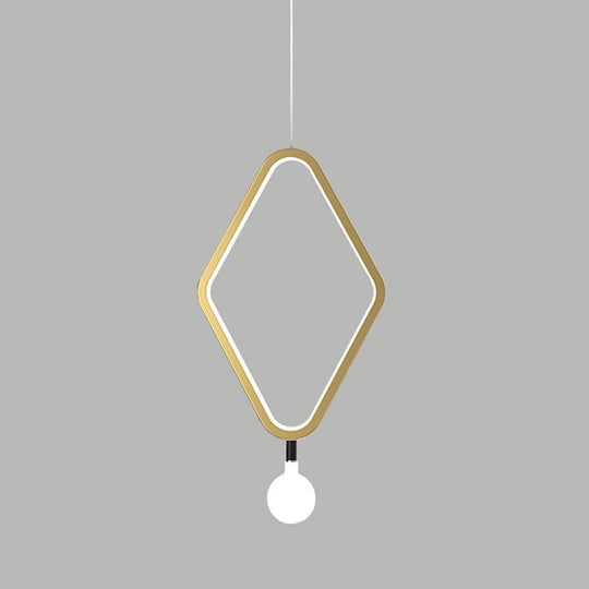 Gold Rhombus Pendant Light - Simplicity & Style In Warm/White With Exposed Bulb Design