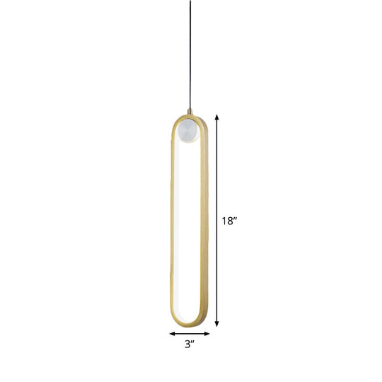 Minimalist Gold Metal Led Pendant Lamp For Bedroom - Warm/White Light