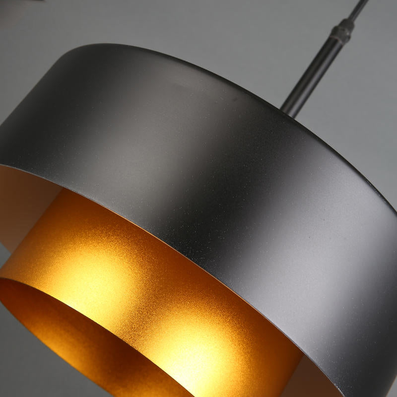 Modern Metal Drum Suspension Lamp With Acrylic Diffuser - Stylish Ceiling Pendant Light Black/Brown