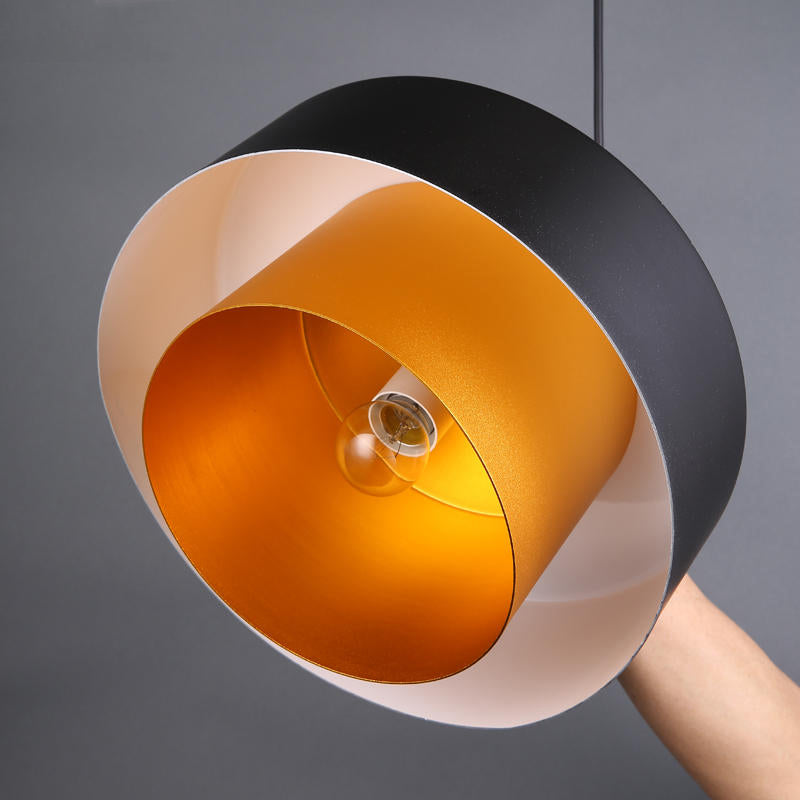 Modern Metal Drum Suspension Lamp With Acrylic Diffuser - Stylish Ceiling Pendant Light Black/Brown