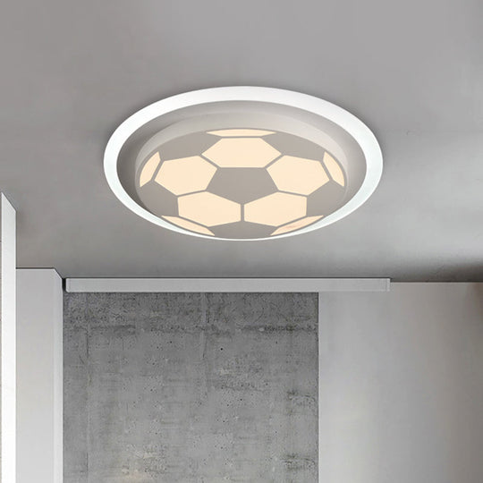 Soccer Cartoon Led Flush Mount Lamp – Stylish And Bright Lighting Fixture For Bedroom White