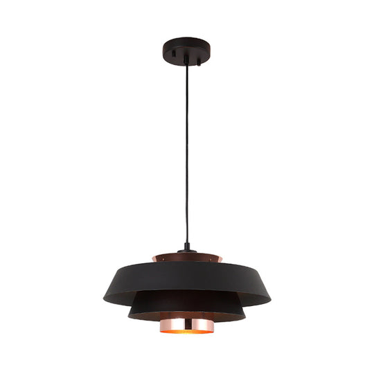 Contemporary 3-Tiered Metal Pendant Ceiling Light With 1 Bulb For Dining Room - Black/White
