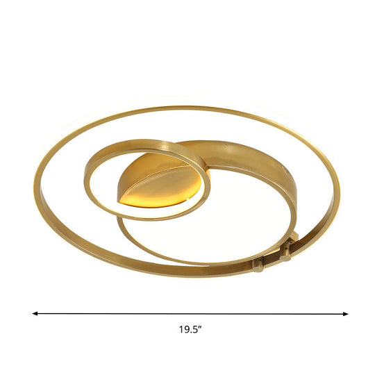 Minimalist Gold Rounded Flush Mount Led Ceiling Light For Bedrooms