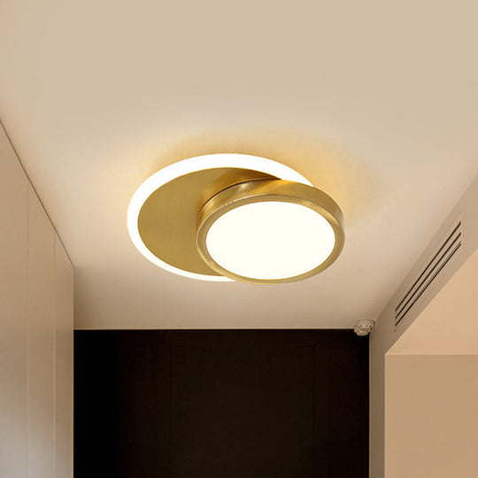 Contemporary Led Gold Flush Mount Lamp For Corridor - Close - To - Ceiling Acrylic Lighting