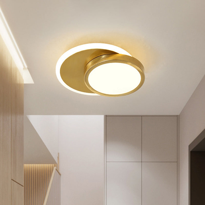 Contemporary Led Gold Flush Mount Lamp For Corridor - Close - To - Ceiling Acrylic Lighting
