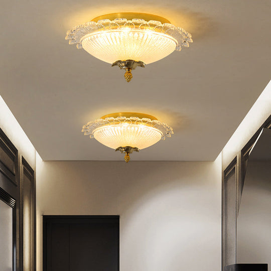 Gold Dome Led Ceiling Light With Crystal Shade - Simplicity Collection 16’/19.5’ Width