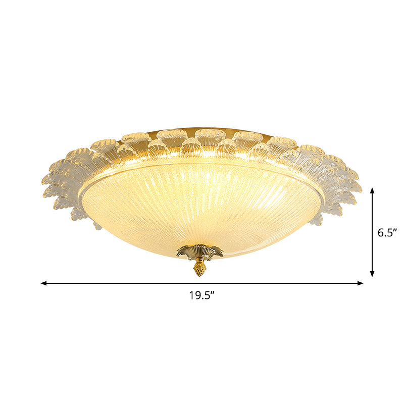 Gold Dome Led Ceiling Light With Crystal Shade - Simplicity Collection 16’/19.5’ Width