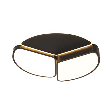 Modern Led Flush Mount Ceiling Light In Black: Geometric Metal Design With Warm/White Lighting