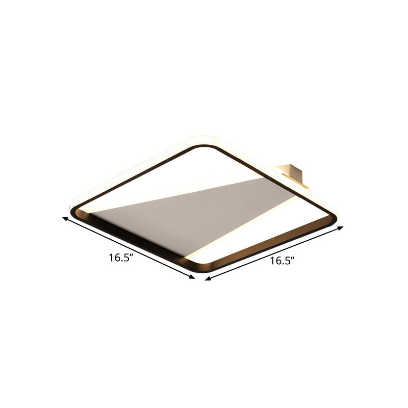 Minimalist Geometric Acrylic Led Flush Light - Black Mount 16.5’/20.5’ Width