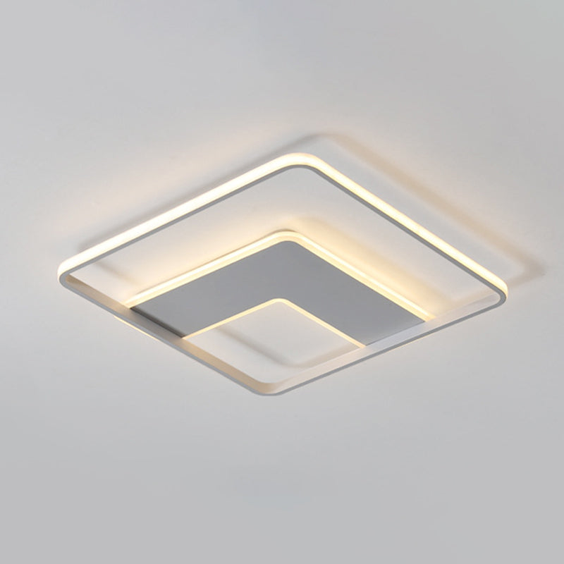 Nordic Square Flush Mount Acrylic Led Bedroom Lighting In White - 16.5’/20.5’ Width
