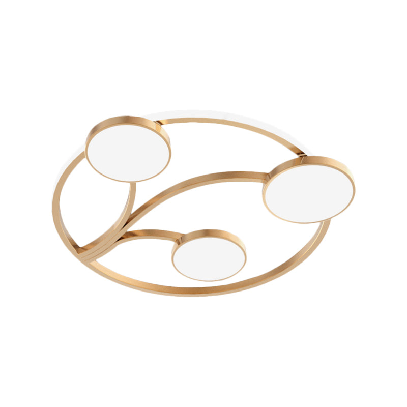 Gold Metal Circular Flush Light Modernity With Led Close To Ceiling Lighting - Branch Design