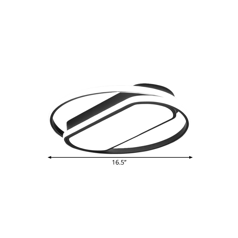 Contemporary Led Acrylic Flush Mount Lighting Black Ring And Rectangle Design 16.5/20.5/24.5 Width