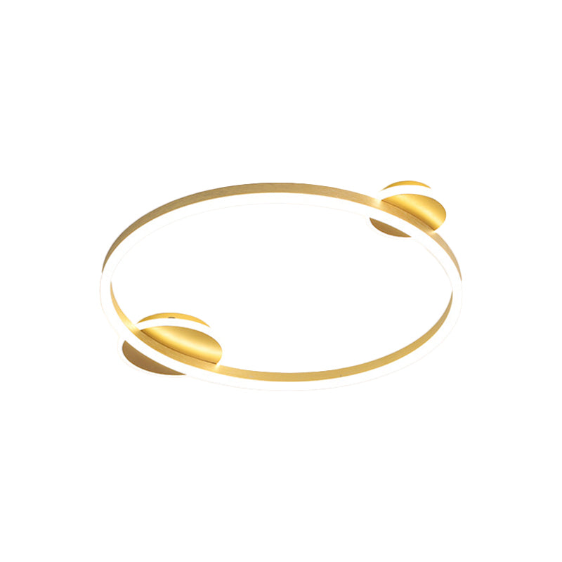 Modern Led Gold Halo Flushmount Ceiling Lamp In White/Warm Light 16/19.5 Dia