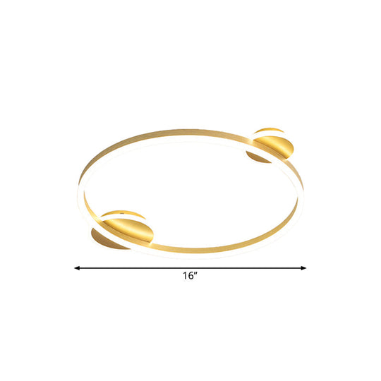 Modern Led Gold Halo Flushmount Ceiling Lamp In White/Warm Light 16’/19.5’ Dia