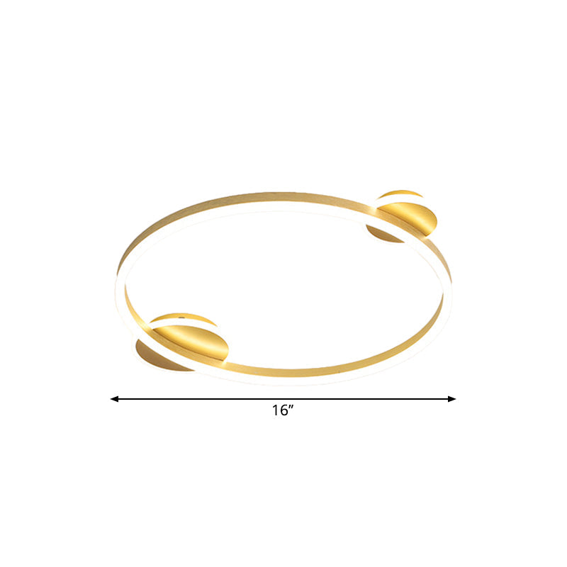 Modern Led Gold Halo Flushmount Ceiling Lamp In White/Warm Light 16/19.5 Dia