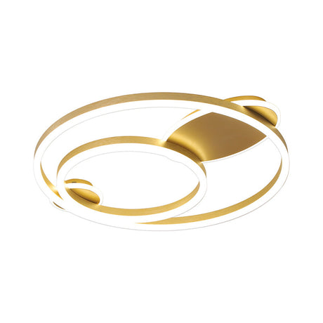 Contemporary Gold Led Flush Mount Bedroom Lighting - 16/19.5 Wide Ring Acrylic Shade In Warm/White