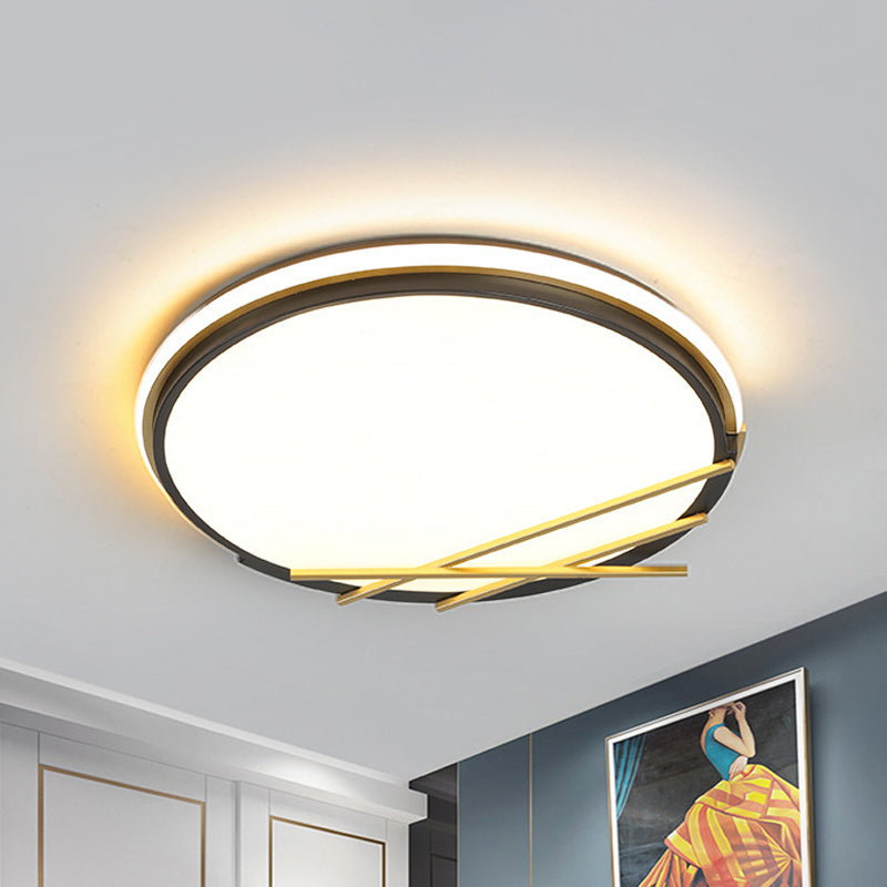16/19.5 W Acrylic Round Flush Led Light Fixture In Black - Nordic Design Warm/White Lighting / 16