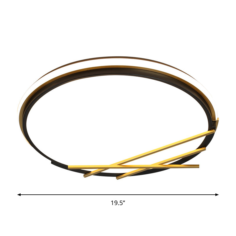 16’/19.5’ W Acrylic Round Flush Led Light Fixture In Black - Nordic Design Warm/White Lighting