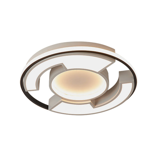 Modern Led Circular Flush Mount Light: Black/White Acrylic Ceiling Fixture 19/22 Width