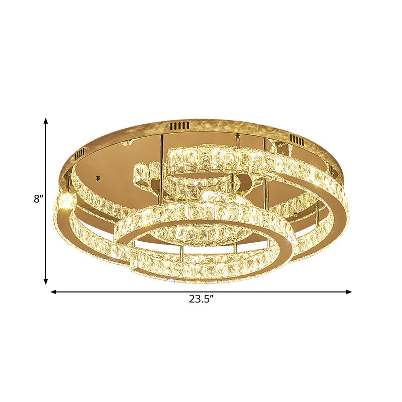 Modern Led Crystal Semi - Flush Ceiling Light In Warm/White 19.5’/23.5’ Diameter