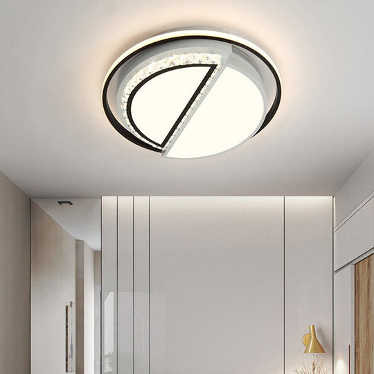 Modern Crystal Ceiling Lamp In Black - Round/Star Design With Warm/White Led Light