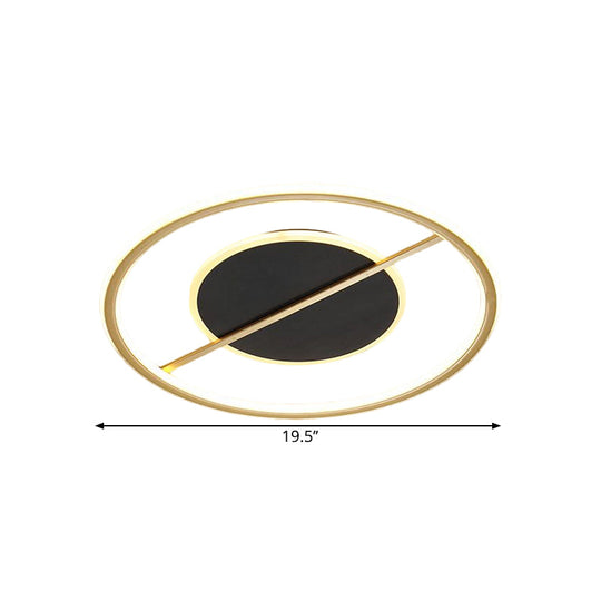 Modernist Round Flush Mount Led Bedroom Light Fixture - Metal 16’/19.5’ Wide Black Warm/White