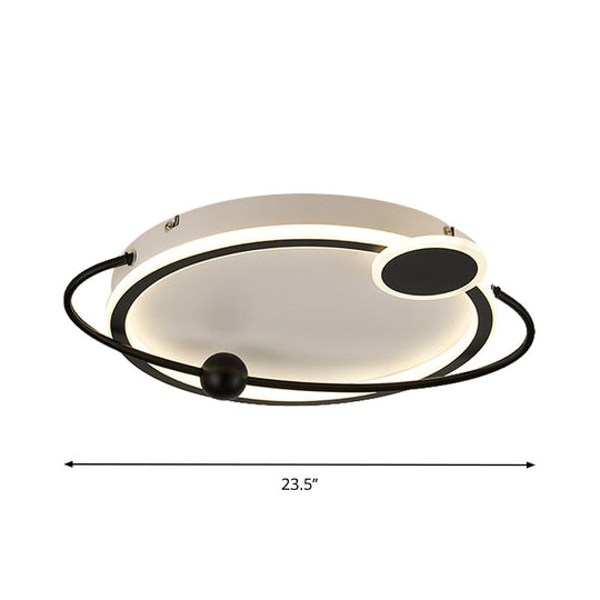 19’/23.5’ Modern Metallic Led Flush Mount Lamp In Black With Warm/White Light