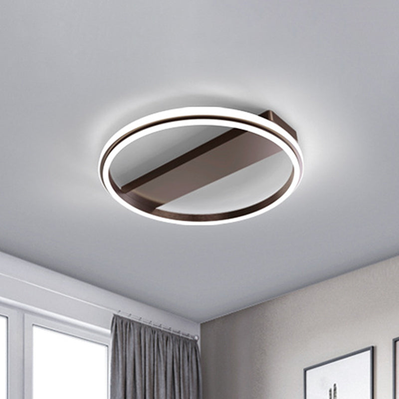 Nordic Style Metal Ringed Led Flush Ceiling Light - Gold/Coffee Finish 16.5’/20.5’ Width